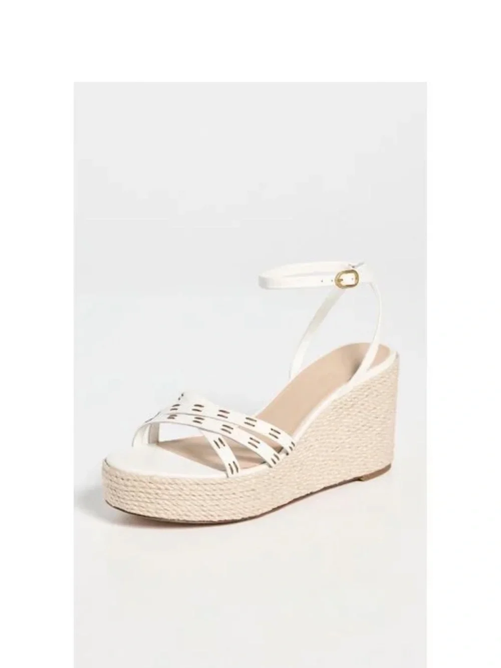 Veronica Beard Cream Woven Espadrille Wedge Sandals